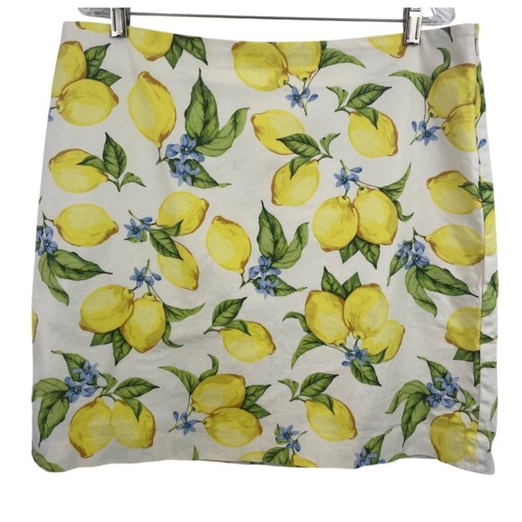 Talbots Textured Lemon Print Cotton Spandex Lined Pencil Skirt Womens Size 16 - Picture 1 of 8